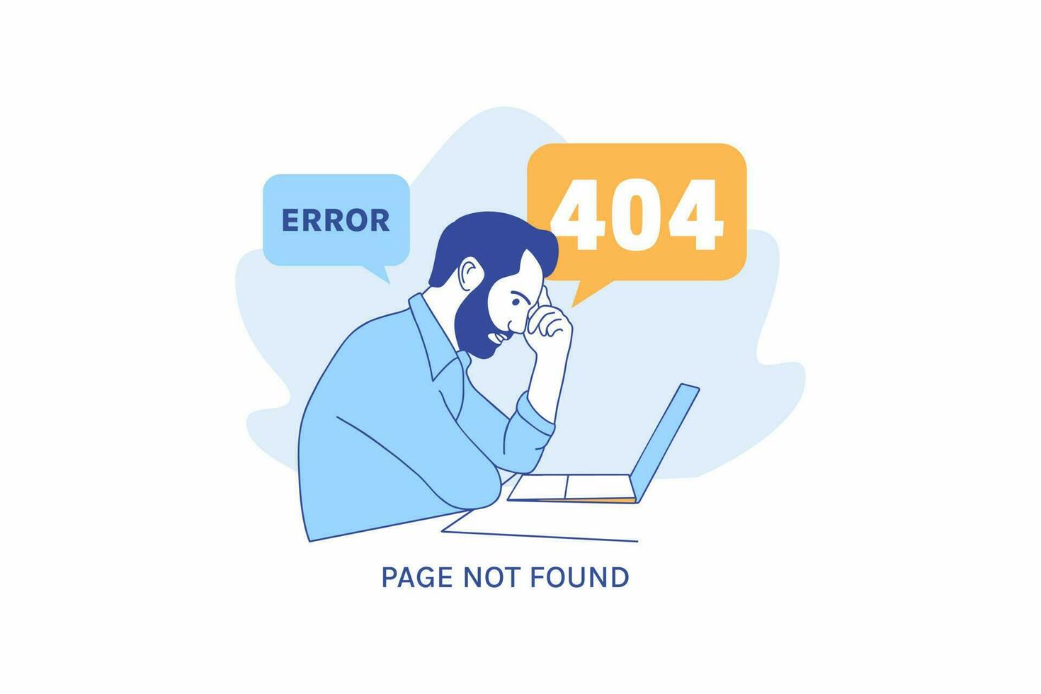 Illustrations Frustrated expression business man for Oops 404 error design concept landing page vector