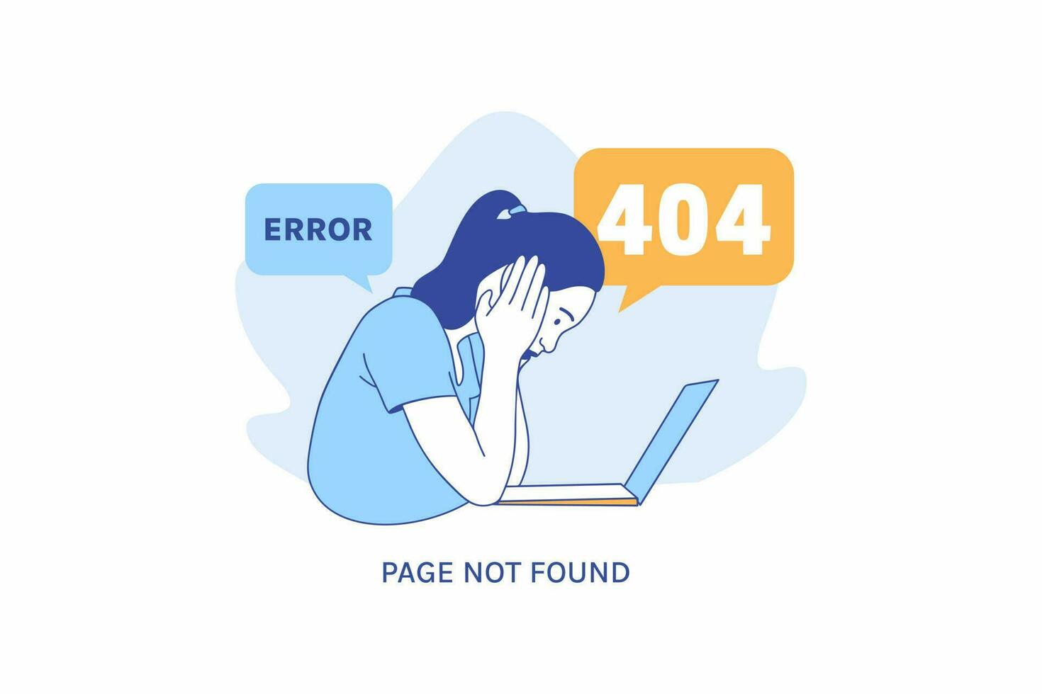 Illustrations Frustrated expression woman for Oops 404 error design concept landing page vector