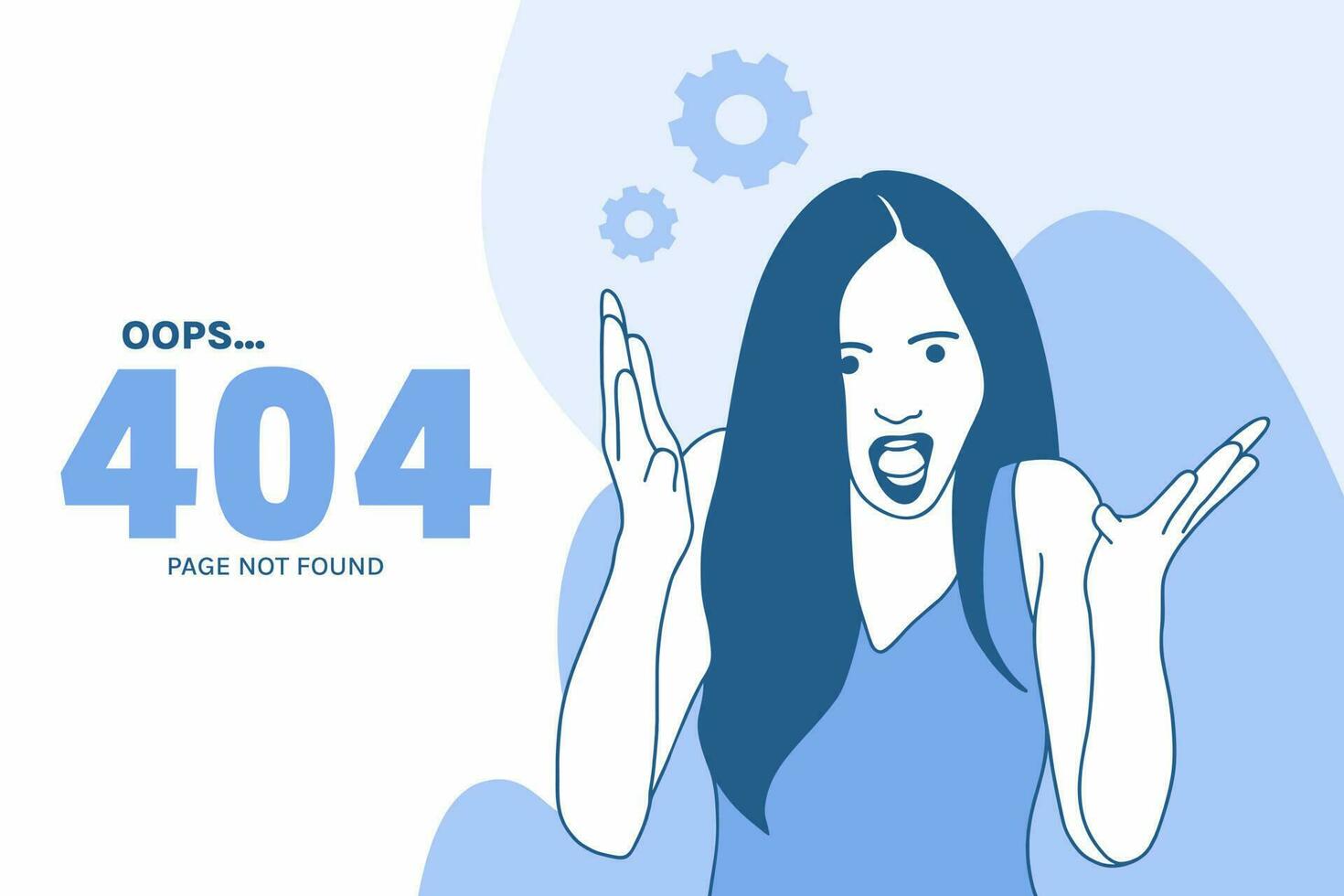 ilustraciones mujer depresión con conexiones a internet para oops 404 error concepto de diseño página de inicio vector