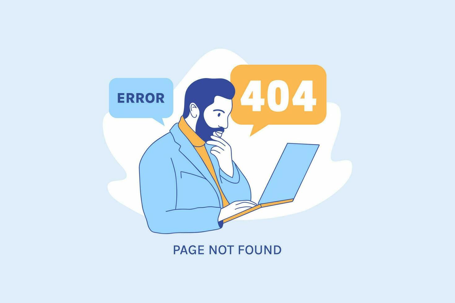 Illustrations Frustrated expression business man for Oops 404 error design concept landing page vector