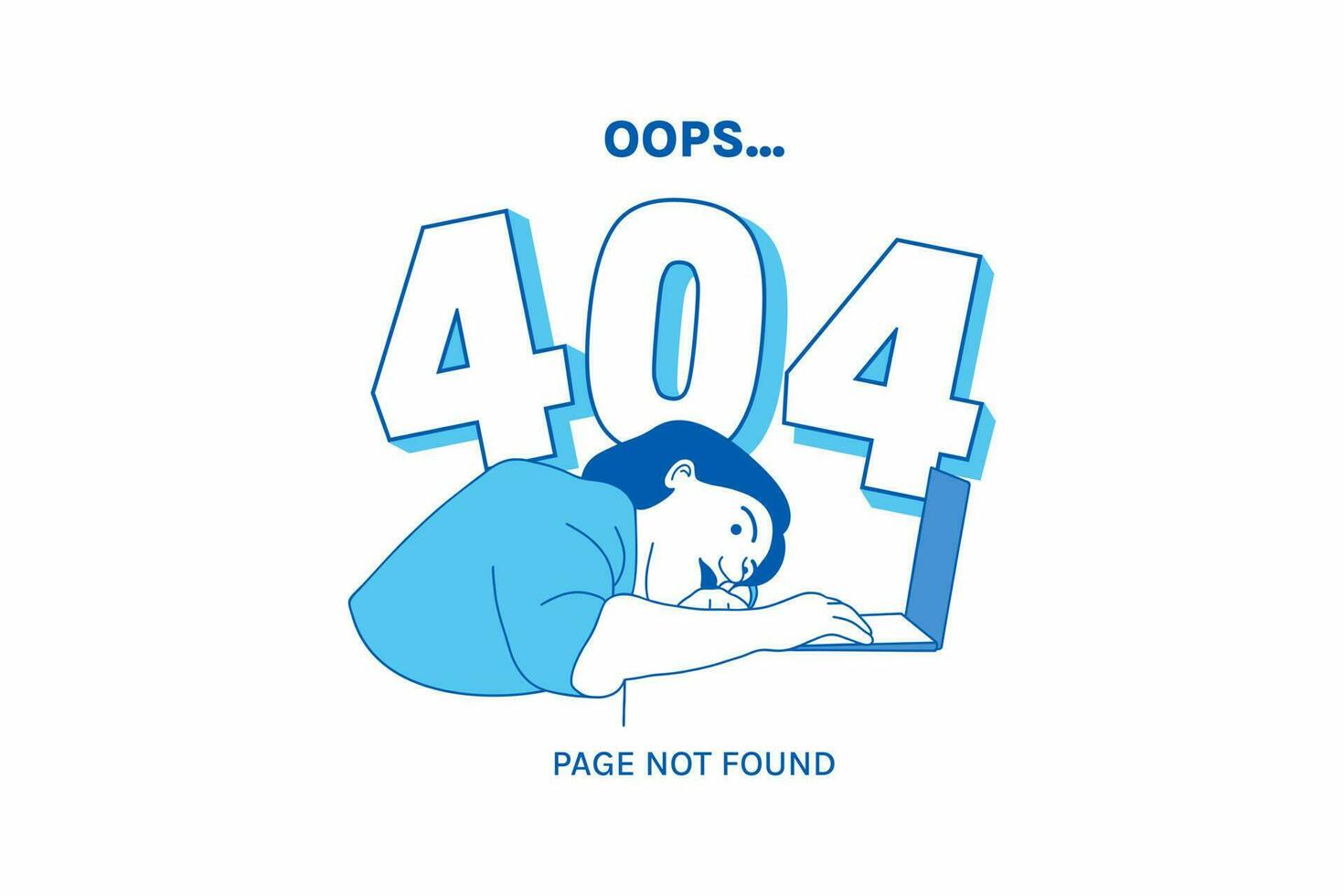 Illustrations Frustrated expression woman for Oops 404 error design concept landing page vector