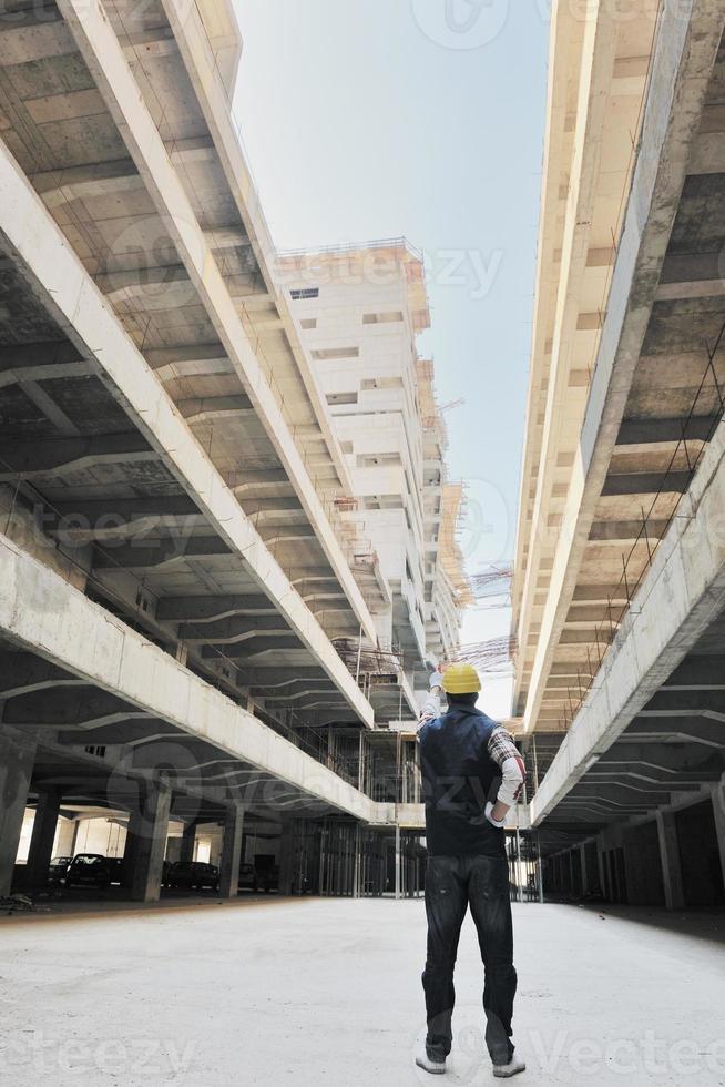 hard worker on construction site photo