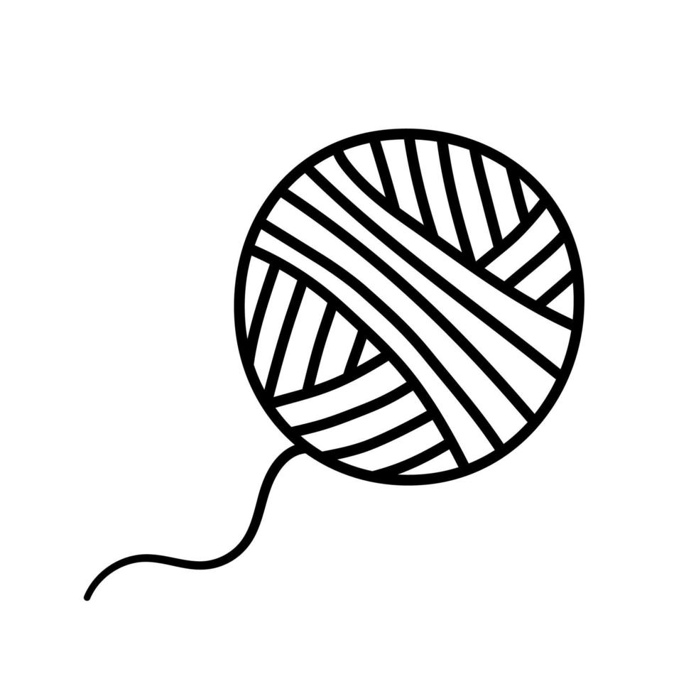bola de hilo para tejer. icono de esbozo dibujado a mano del elemento de costura. concepto de costura. ilustración vectorial aislada en estilo de línea de fideos. vector