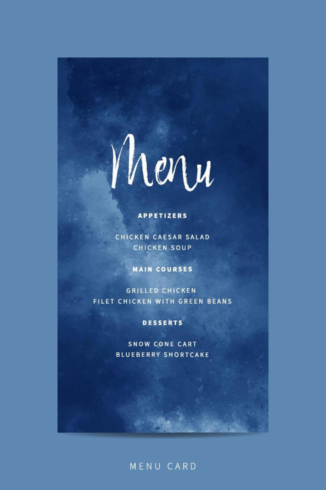 Template menu card wedding with abstract watercolor vector