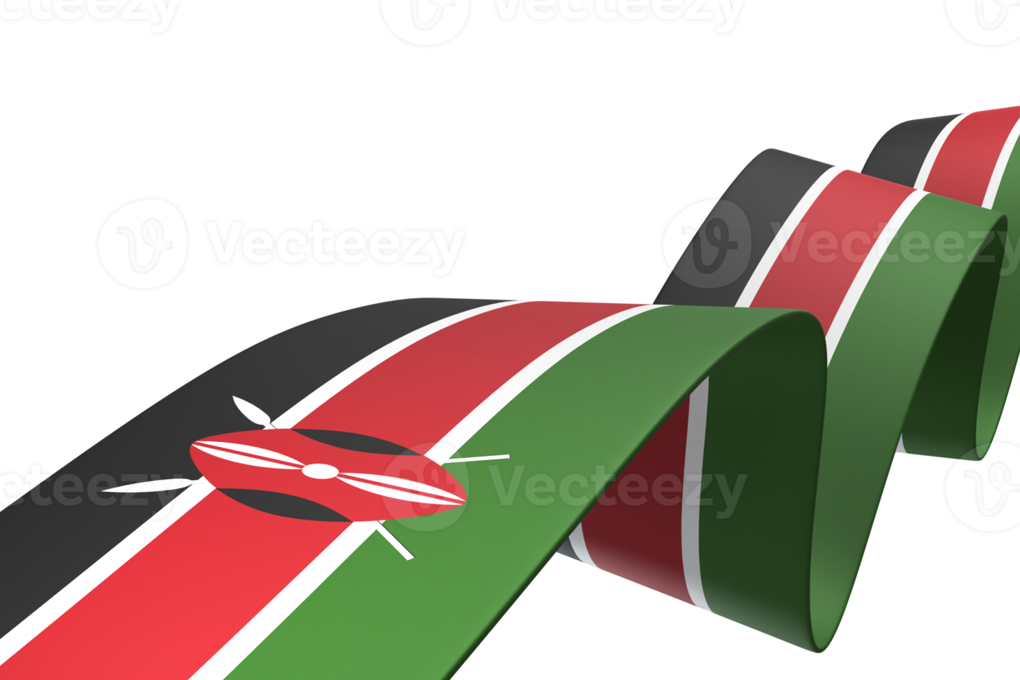 Kenya flag design national independence day banner element transparent background png