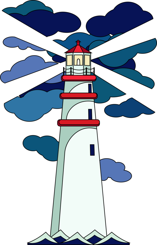 lighthouse shines through the clouds png