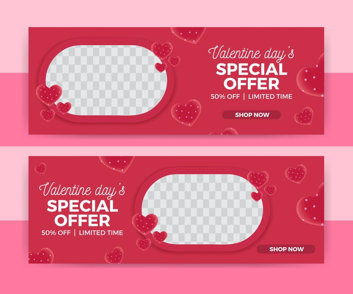 Banner Template for  website , posters, ads, promotional material.. Valentine's Day Theme, Beauty, Florist. vector