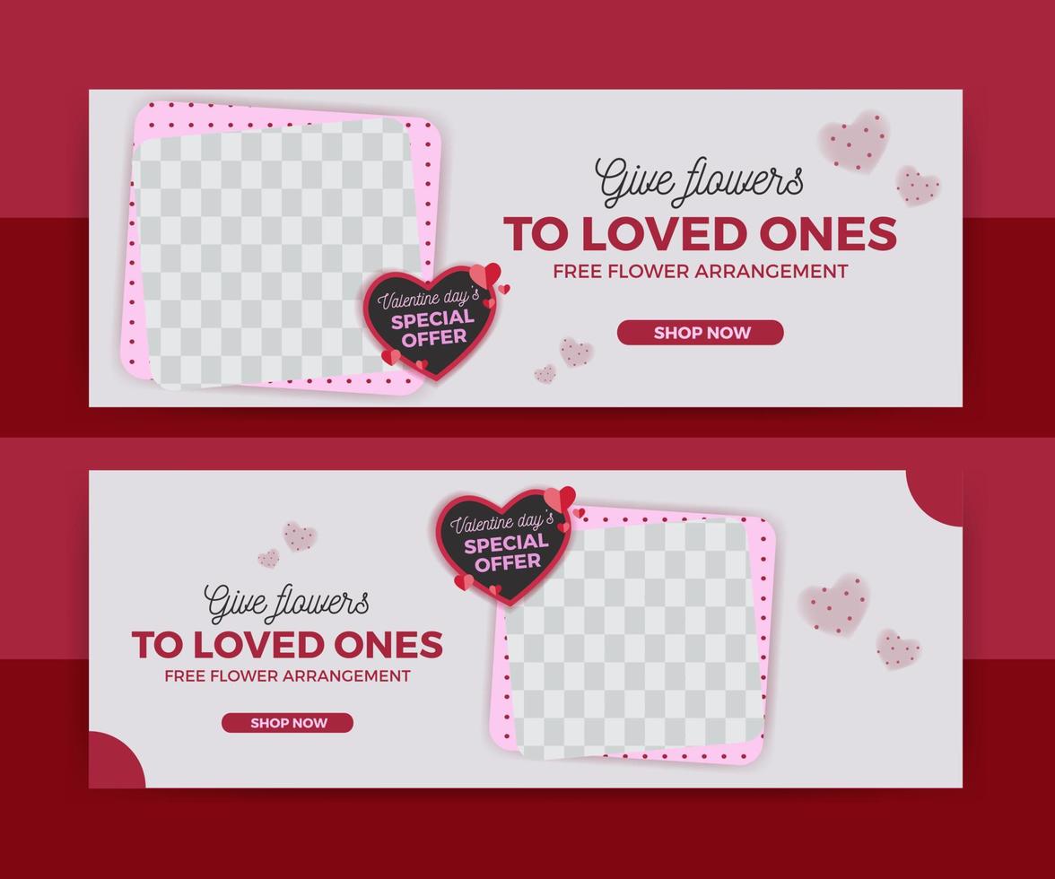 Banner Template for  website , posters, ads, promotional material.. Valentine's Day Theme, Beauty, Florist. vector