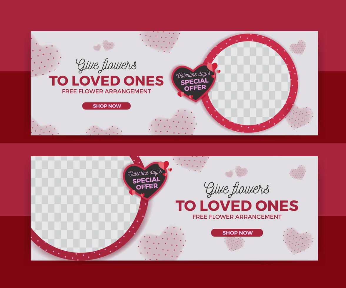 Banner Template for  website , posters, ads, promotional material.. Valentine's Day Theme, Beauty, Florist. vector