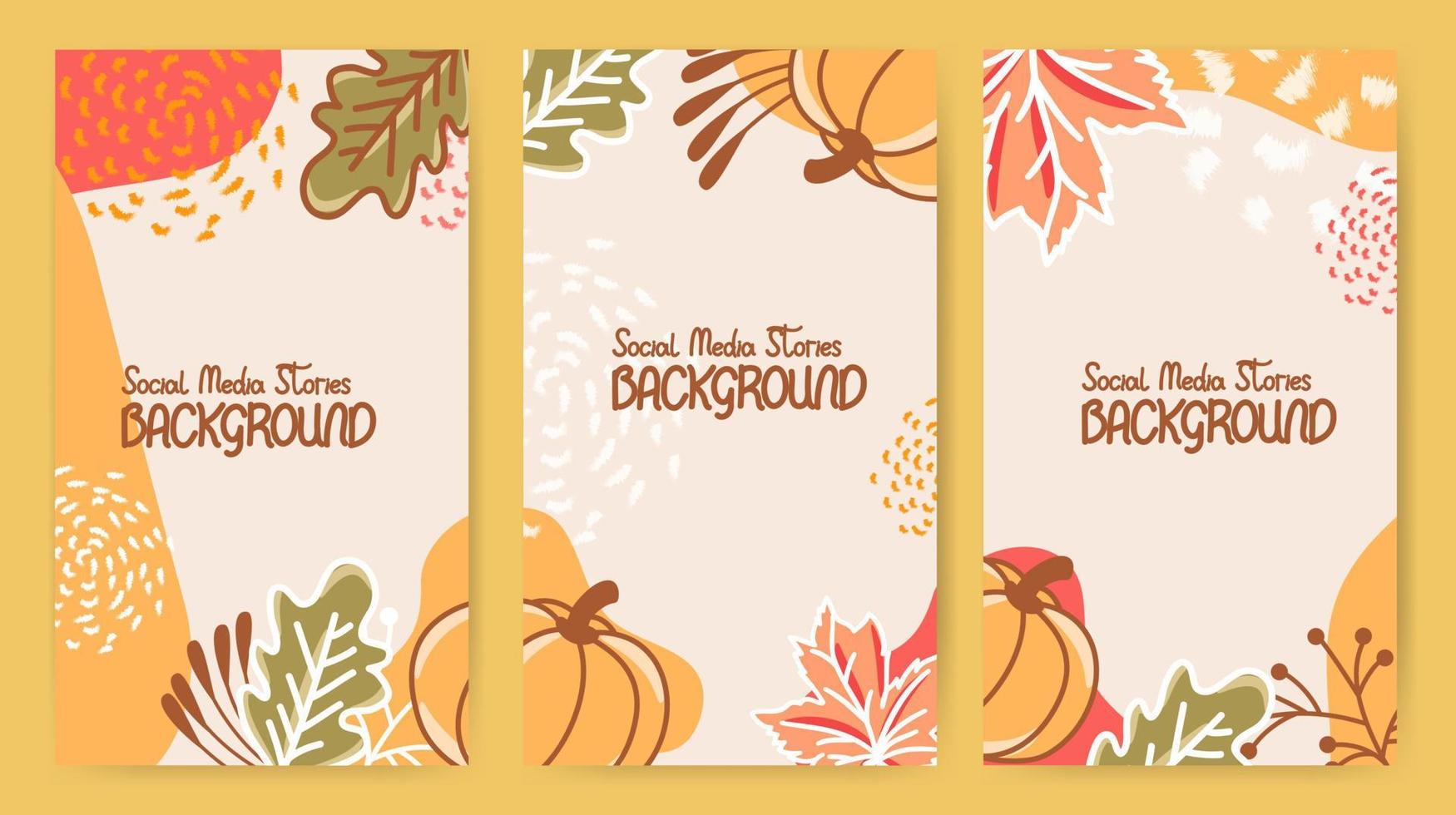 Set of background for social media stories on colorful design, leaf ornament and abstract element background vector