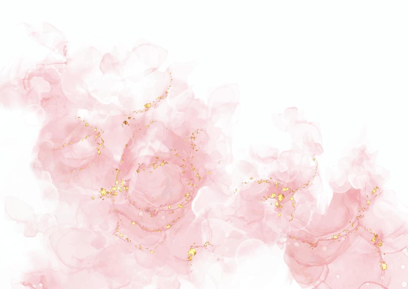 Hand painted alcohol ink background with gold glittery elements vector