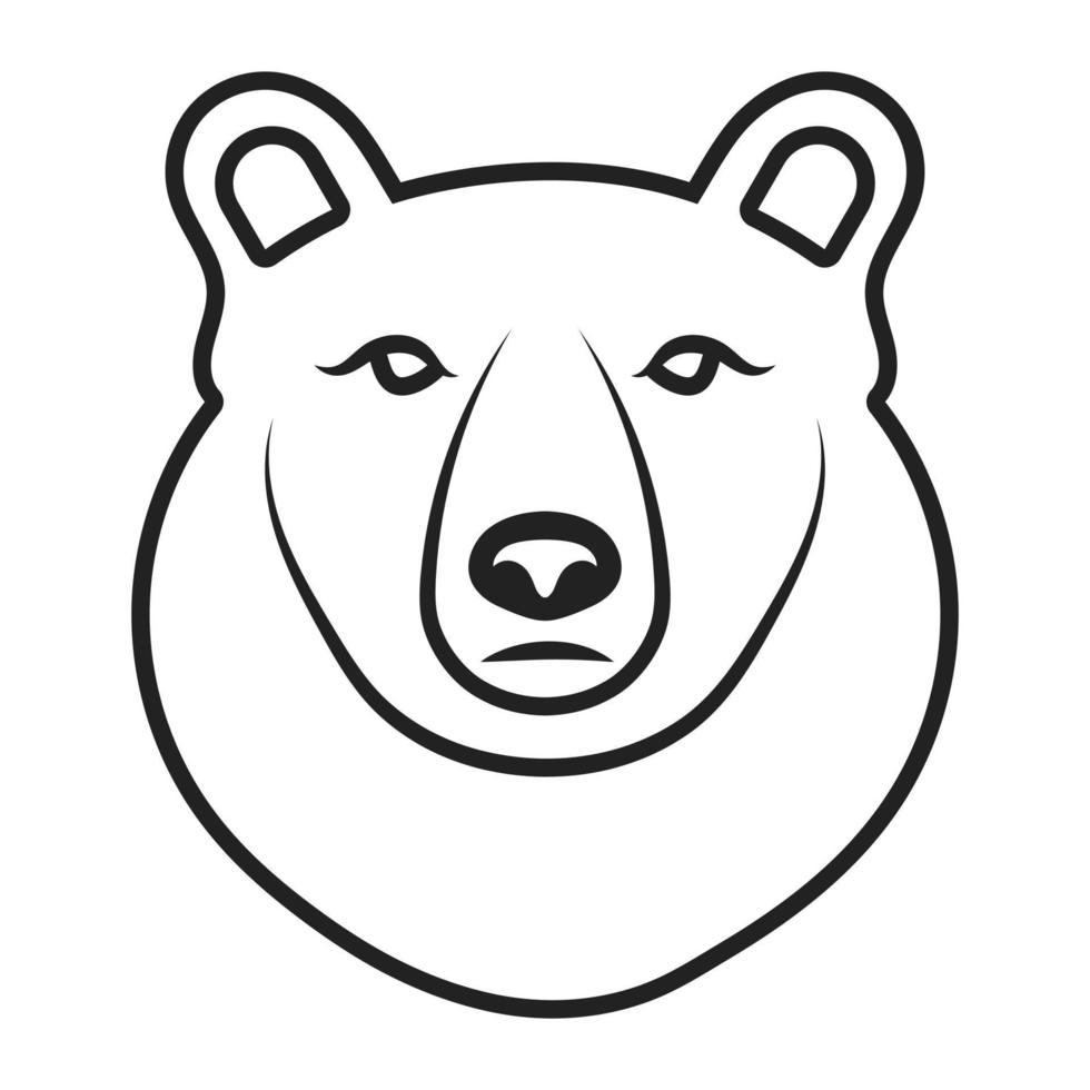 Grizzly bear or polar bear line art vector icon for apps and website