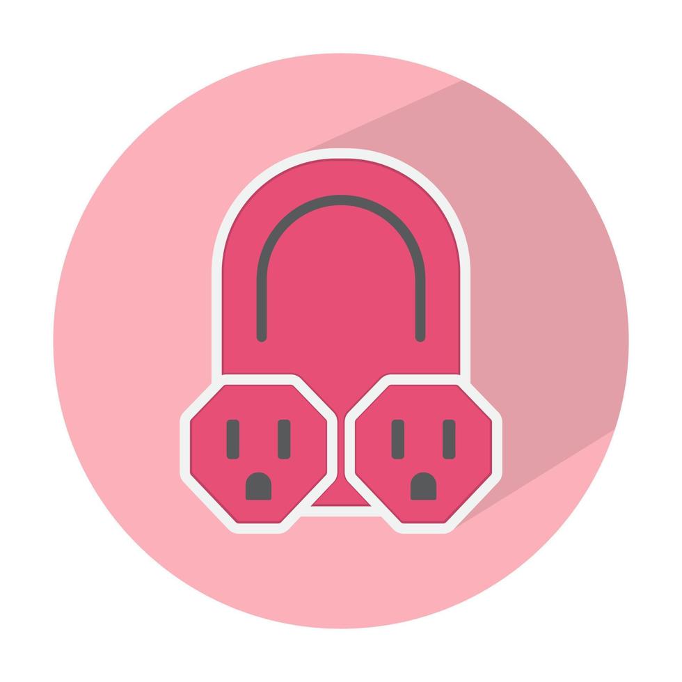 Nema 5-15 power outlet flat icon for apps or websites on a round red background vector