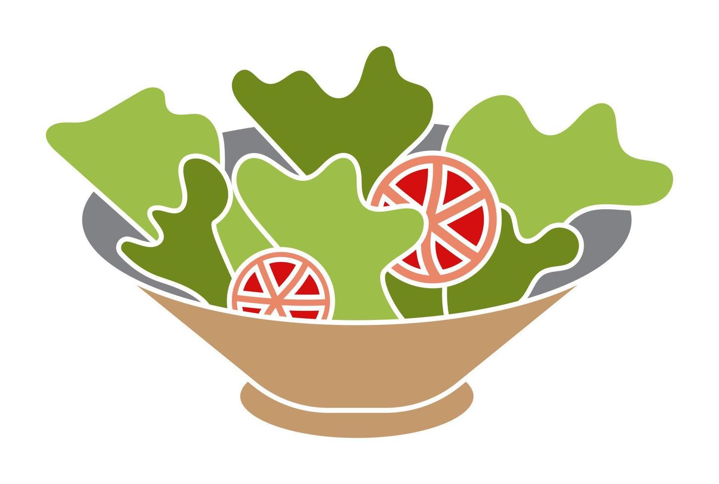 Garden salad or vegetable salad with lettuce and tomatoes flat color icon for apps and websites vector