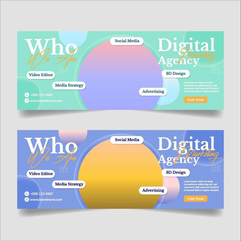 Digital marketing agency social media cover web banner template vector