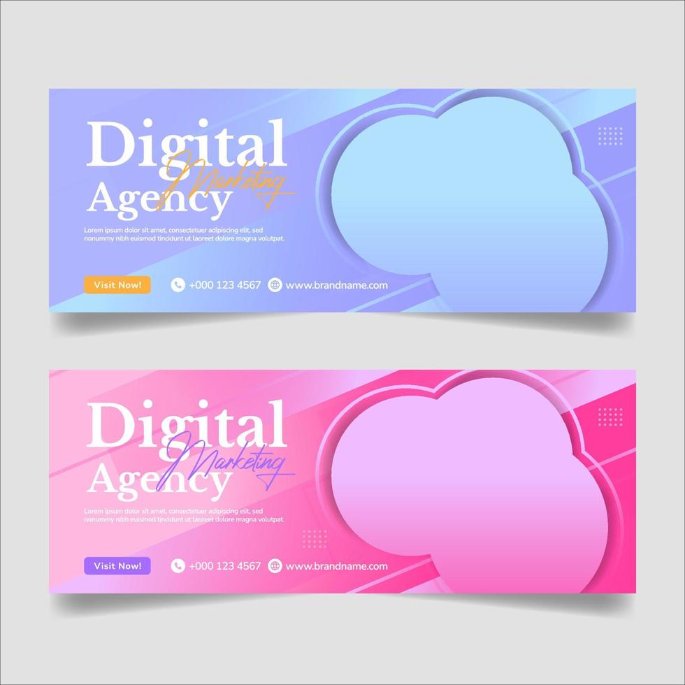 Digital marketing agency social media cover web banner template vector