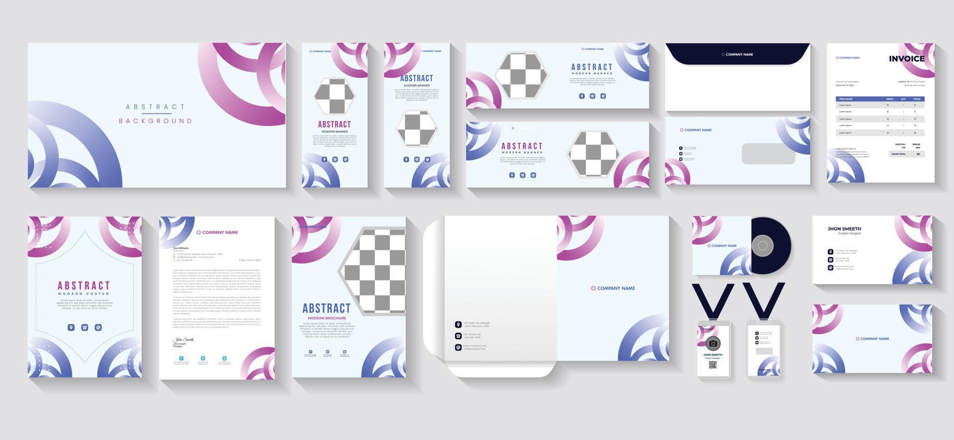 conjunto de diseño de papelería de negocios abstracto moderno creativo simple vector