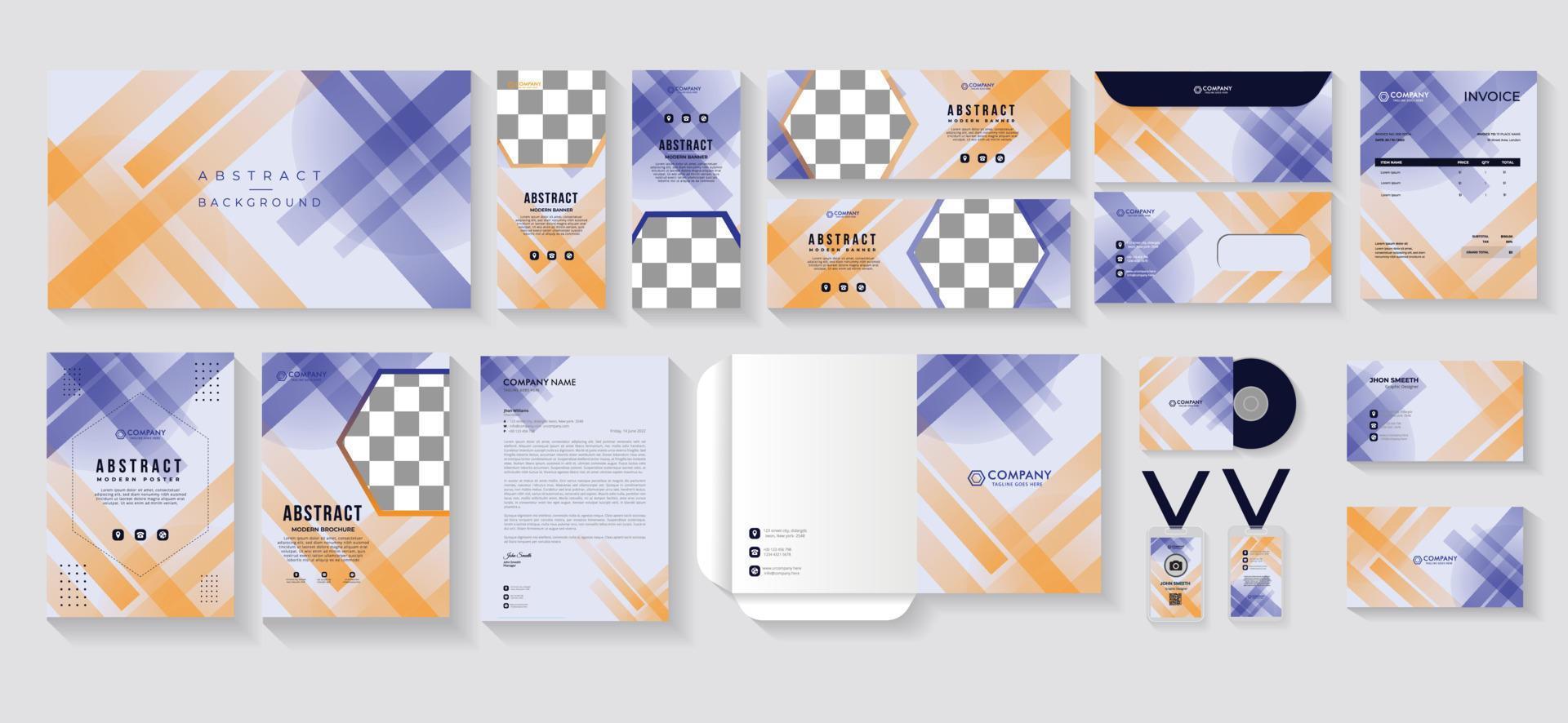 Modern Abstract Business Brand Identity Stationery Design Set vector