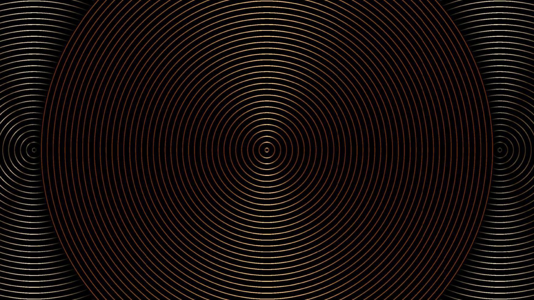 Abstract elegant glossy golden metallic radial circles lines pattern luxury background vector