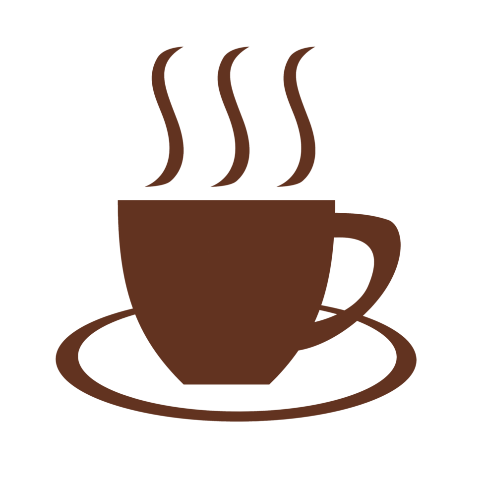 Marrone tazza di caffè logo su trasparente sfondo. png