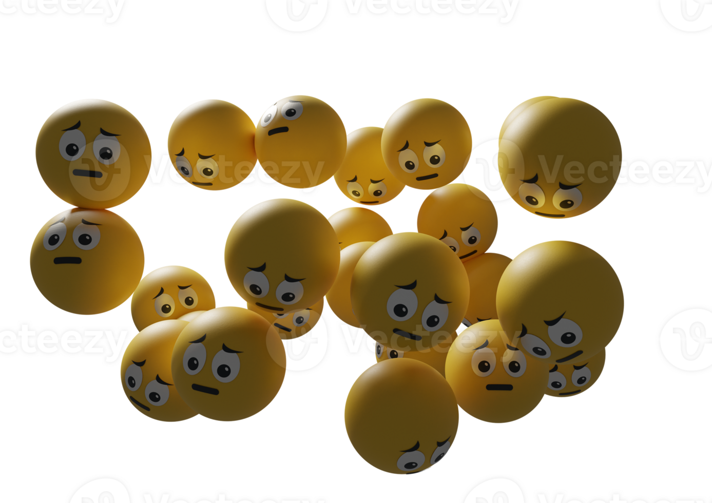 3D-Render-Emoji-Illustration von Emoticon-Gesichtern. Schwebende Emojis oder Emoticons, die sich perfekt für die Werbung für Hintergrund-Social-Media-Post-Banner-Grafikdesign-Assets und vieles mehr eignen png