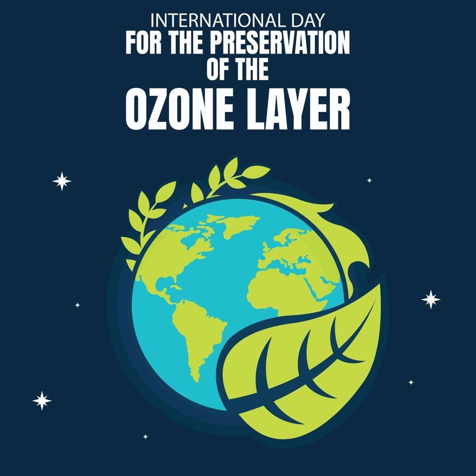 illustration vector graphic of planet earth is surrounded by green plants, perfect for international day, preservation of the ozon layer, celebrate, greeting card, nature, etc.