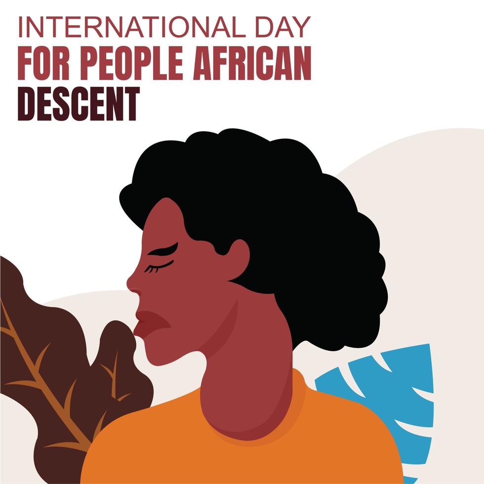 illustration vector graphic of an african woman with curly hair, perfect for international day, people african descent, celebrate, greeting card, etc.