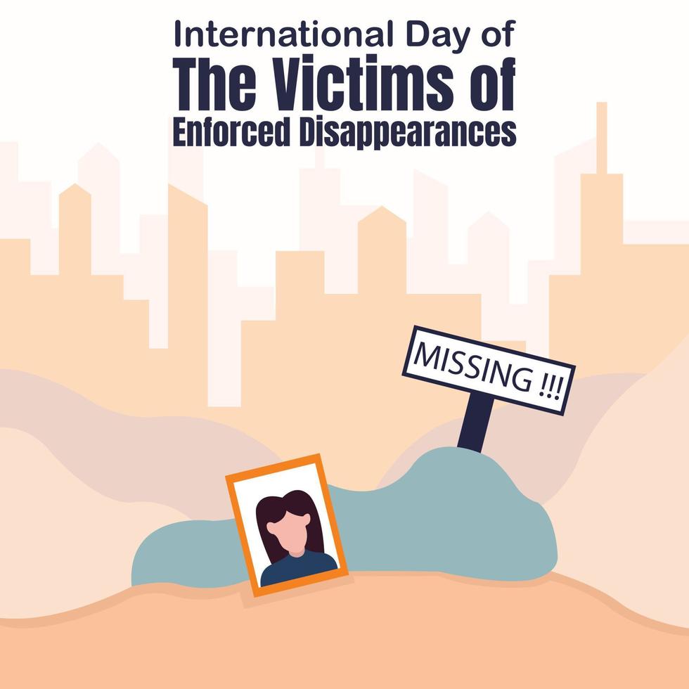 illustration vector graphic of photo of missing person near big rock, perfect for international day, victims of enforced disappearances, celebrate, greeting card, etc.