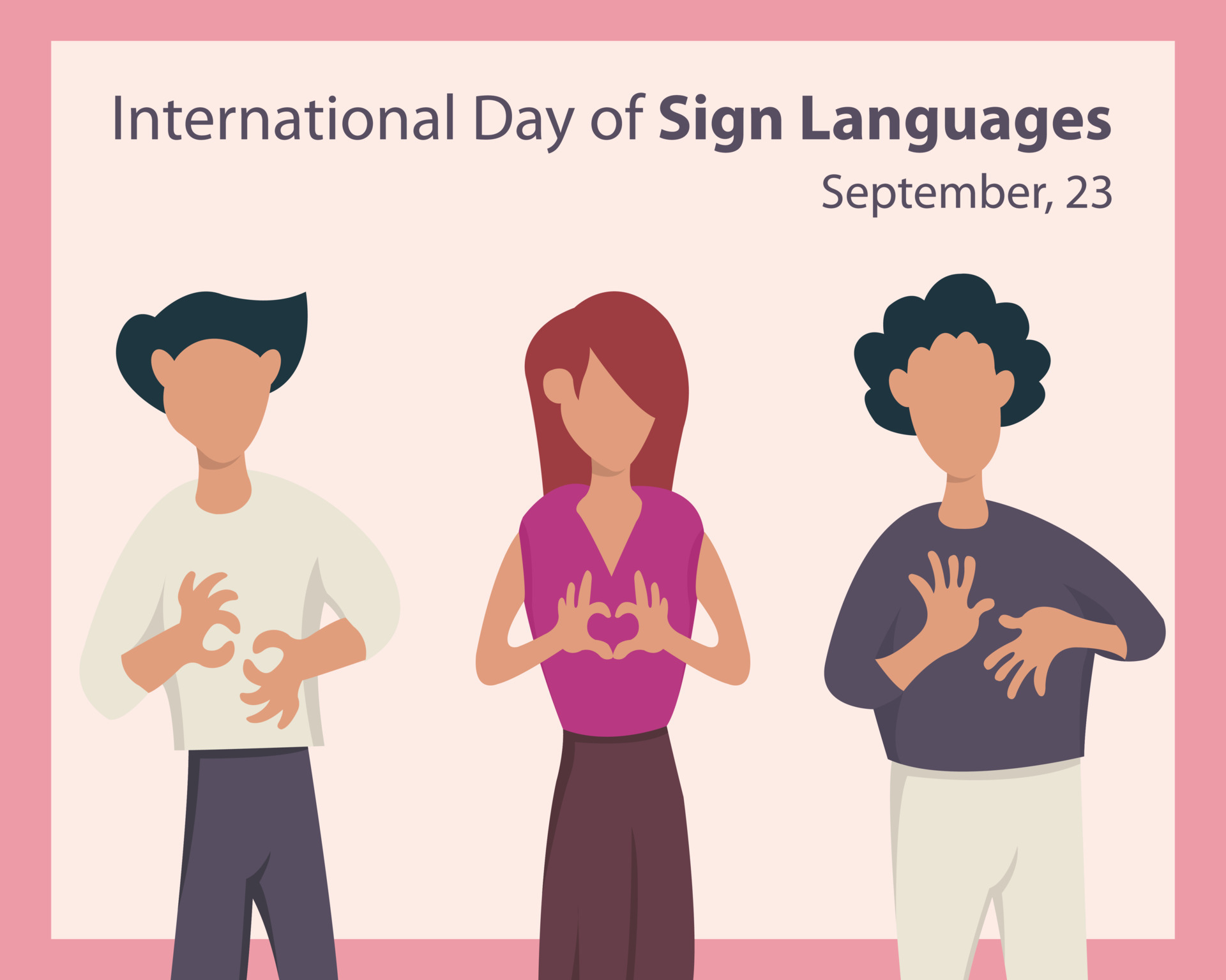 illustration vector graphic of three people introducing sign language