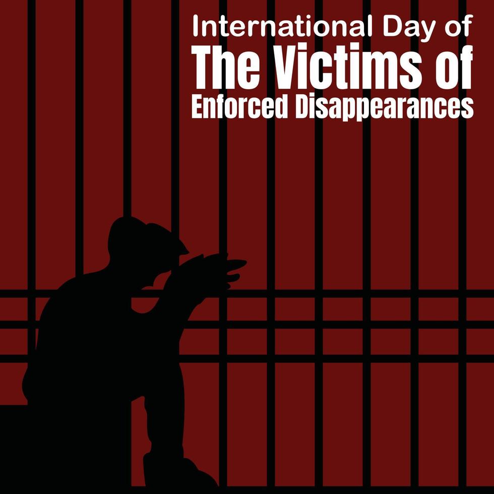 illustration vector graphic of silhouette of a person sitting contemplating in prison, perfect for international day, victims of enforced disappearances, celebrate, greeting card, etc.