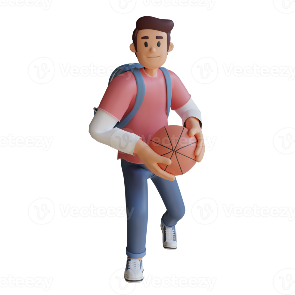 Boy basketball mascot 3d character illustration png