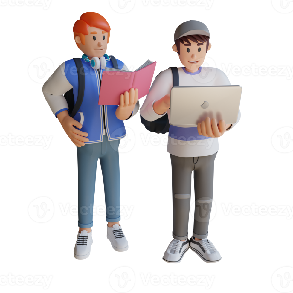 Boy back to school mascot 3d character illustration png