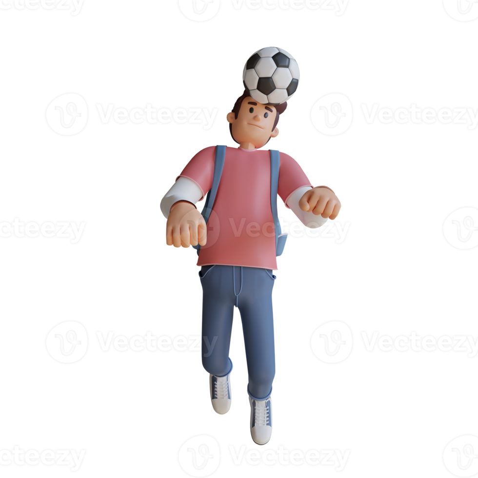 garçon, football, mascotte, 3d, caractère, illustration png