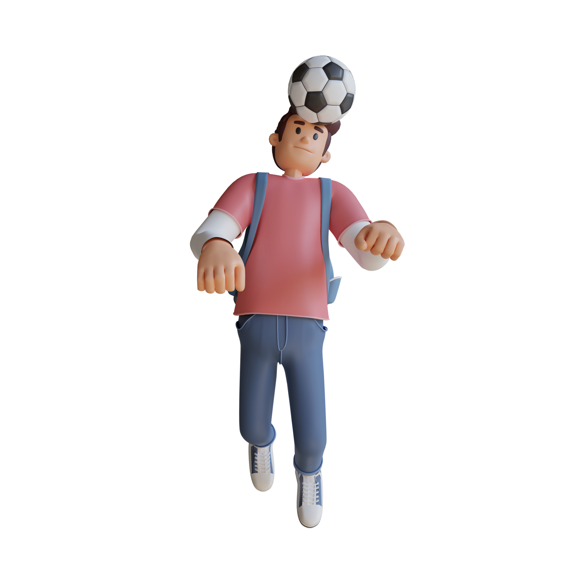 Jogador de futebol de personagem de menino 3d em ação de