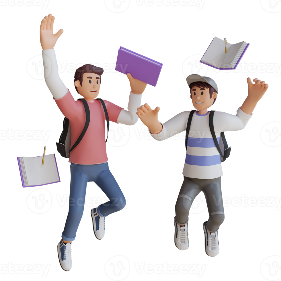 Boy back to school mascot 3d character illustration happy png