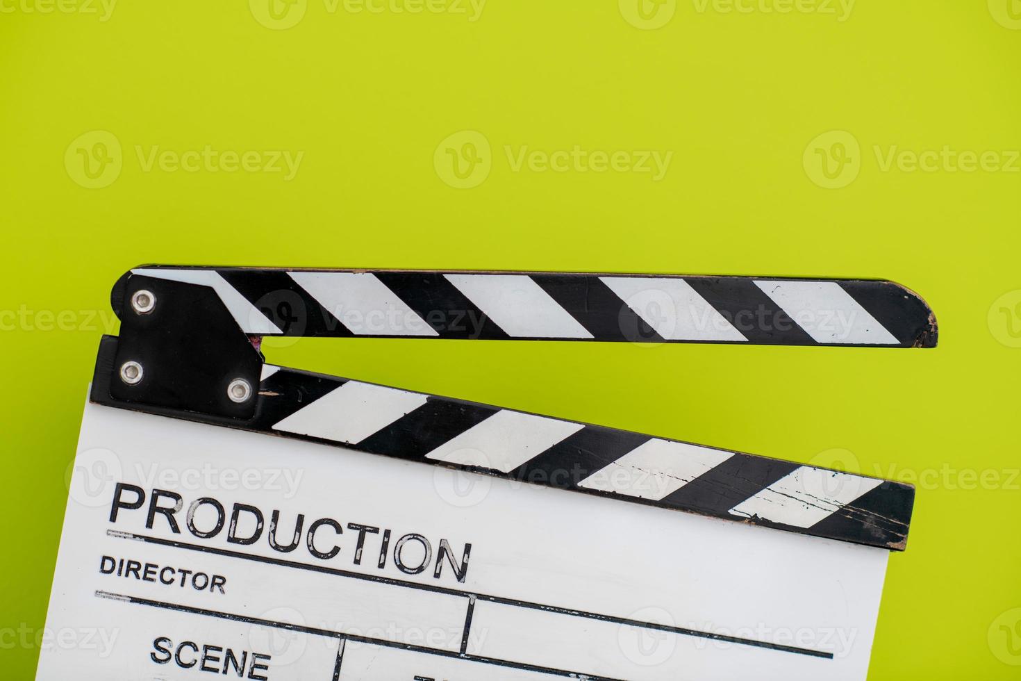 movie clapper on green  background photo