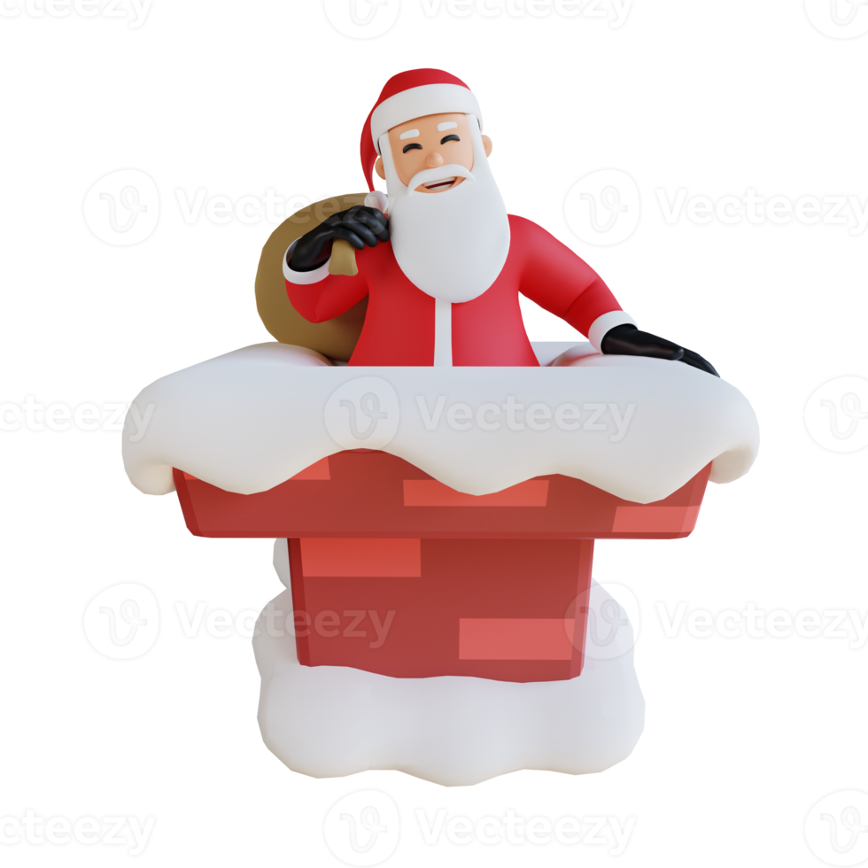 Santa claus mascot 3d character illustration happy png