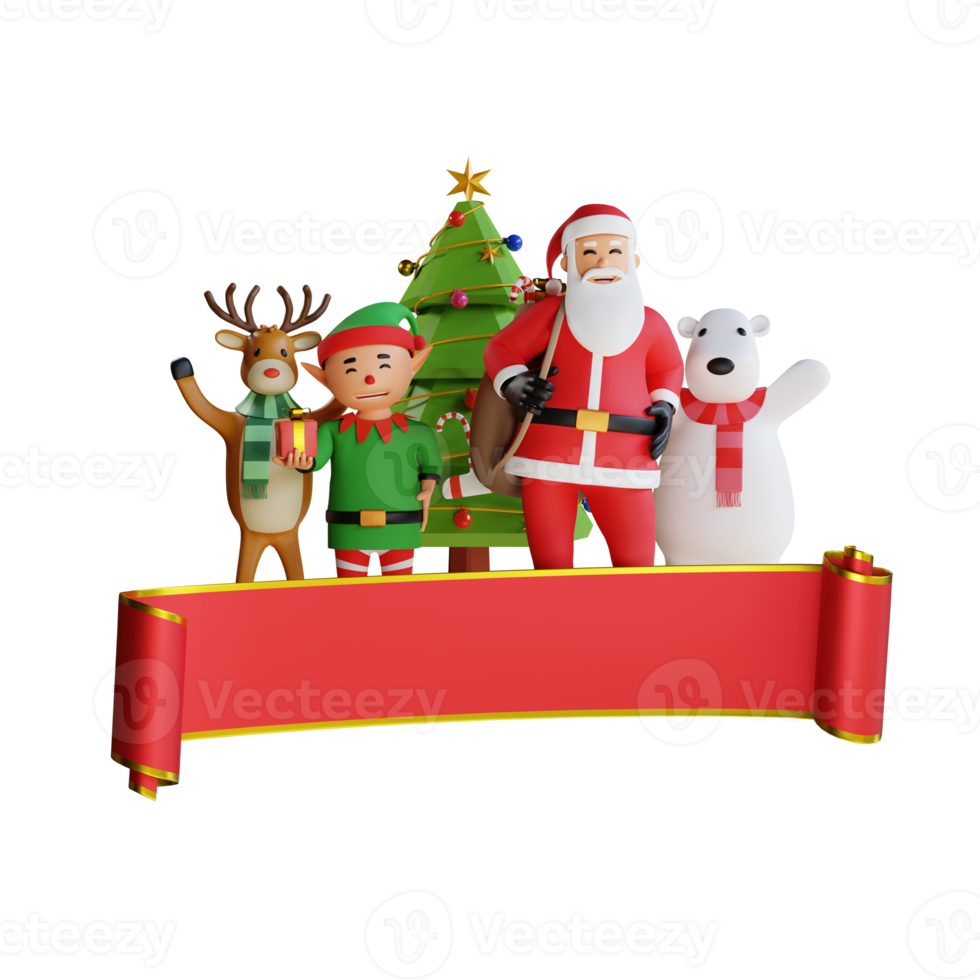 Santa claus mascot 3d character illustration happy png