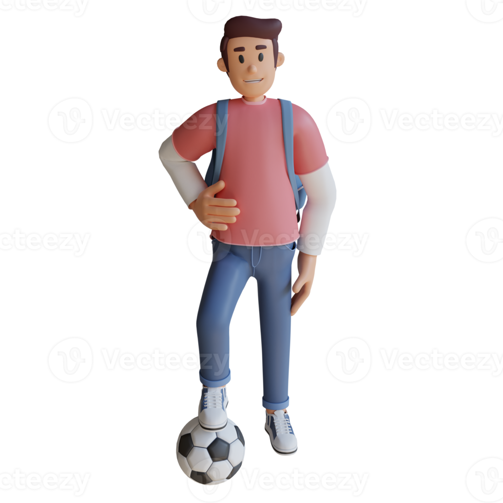 ilustração de personagem 3d de mascote de futebol de menino png