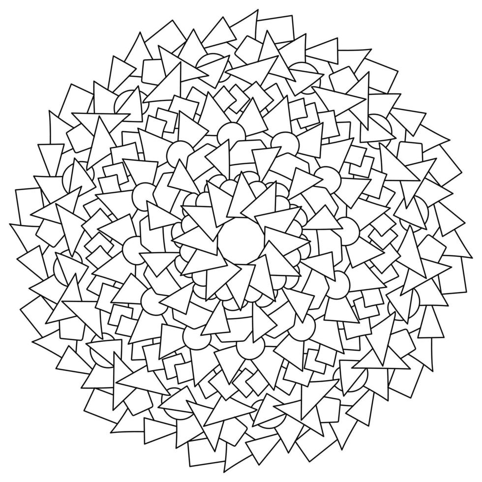 mandala de contorno de círculos, triángulos y cuadriláteros, página de  coloración meditativa 11317439 Vector en Vecteezy