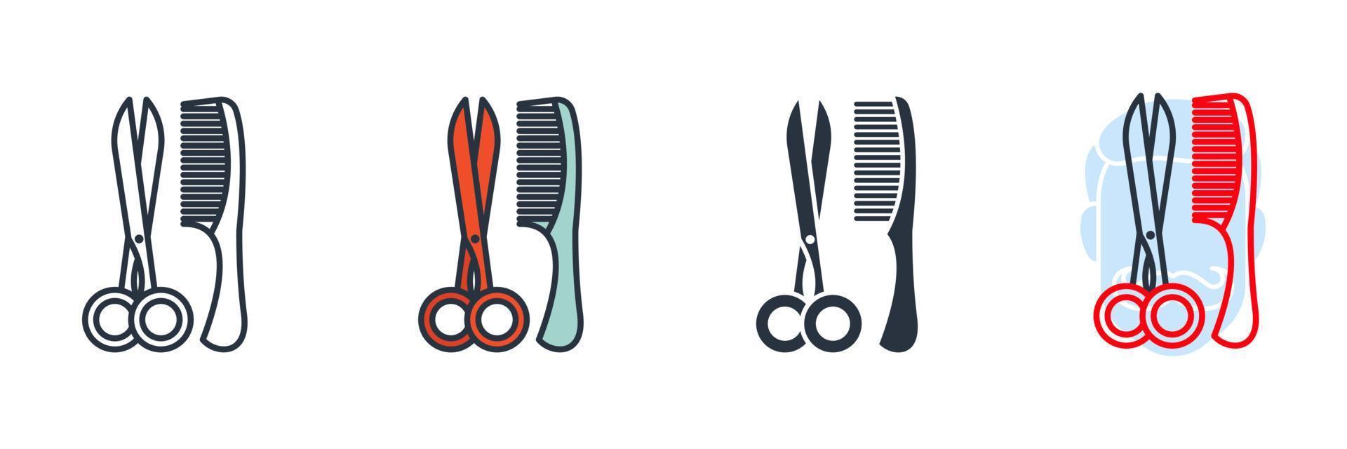 scissor and comb icon logo vector illustration. hair salon symbol template for graphic and web design collection
