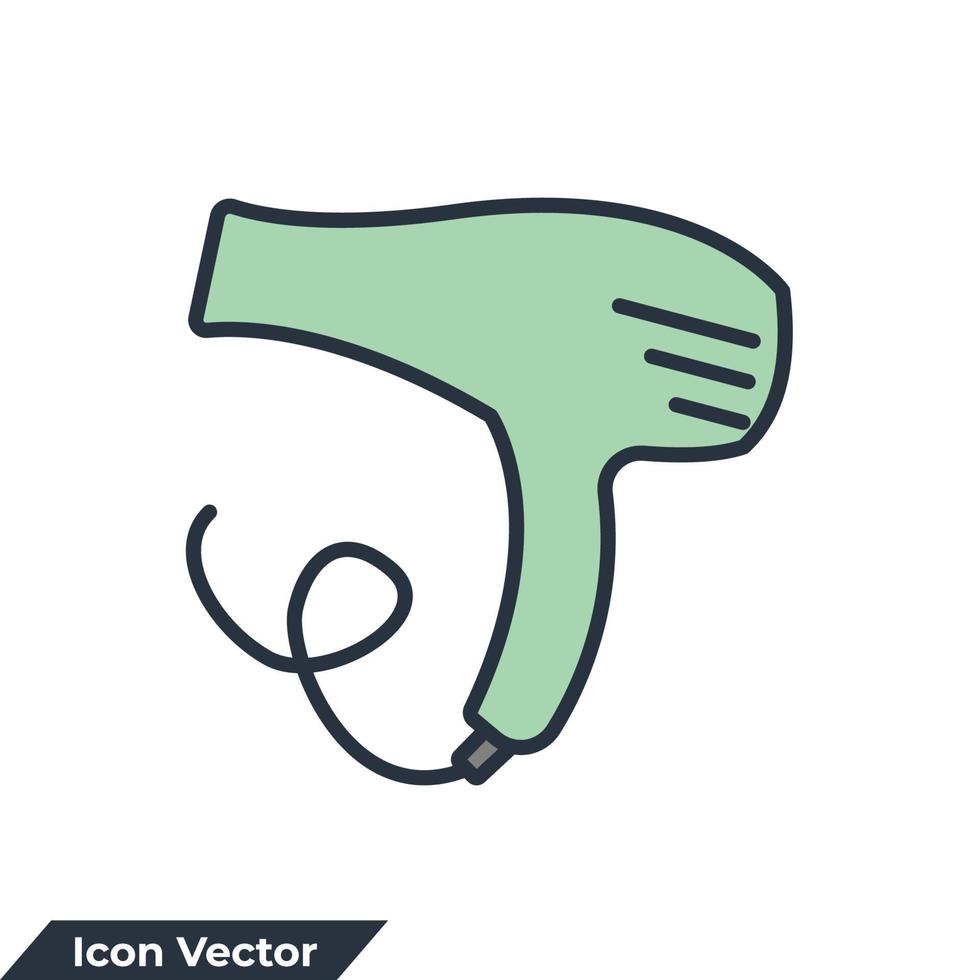Ilustración de vector de logotipo de icono de secador de pelo. plantilla de símbolo de secador de pelo para la colección de diseño gráfico y web