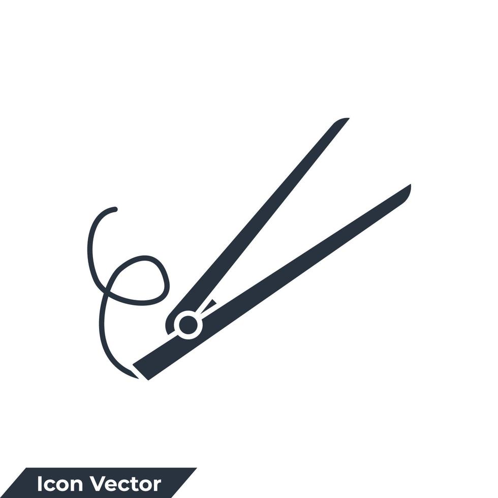 styling iron icon logo vector illustration. Hair straightener symbol template for graphic and web design collection