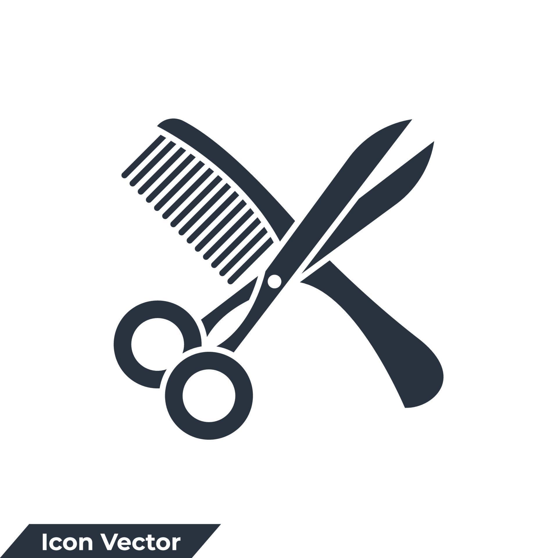 scissor and comb icon logo vector illustration. Comb and scissors