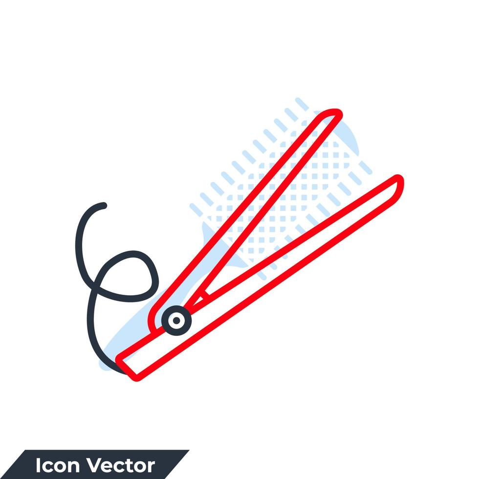 styling iron icon logo vector illustration. Hair straightener symbol template for graphic and web design collection