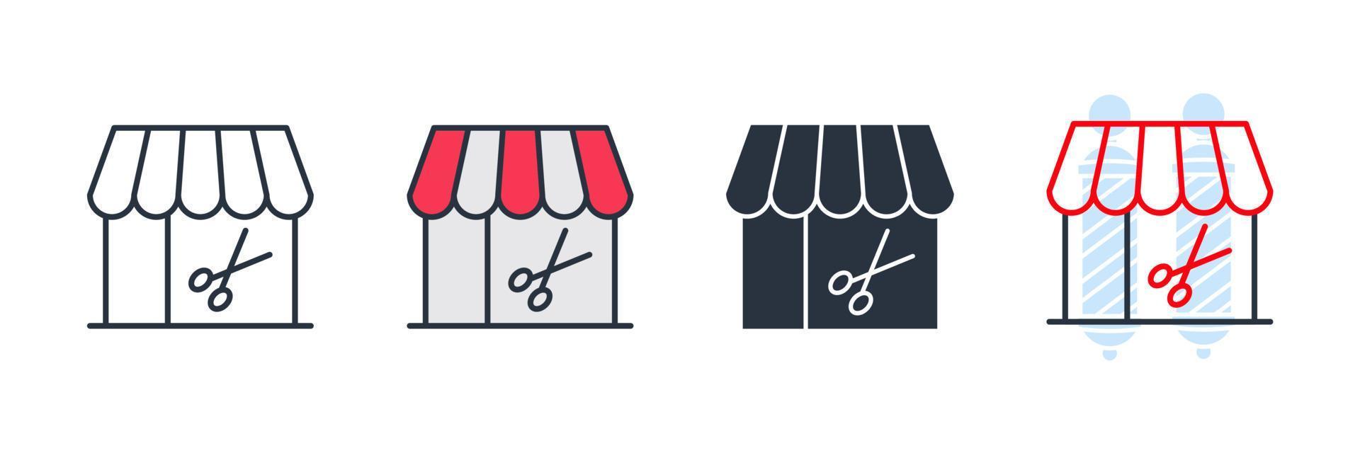 barber shop icon logo vector illustration. store in scissor symbol template for graphic and web design collection