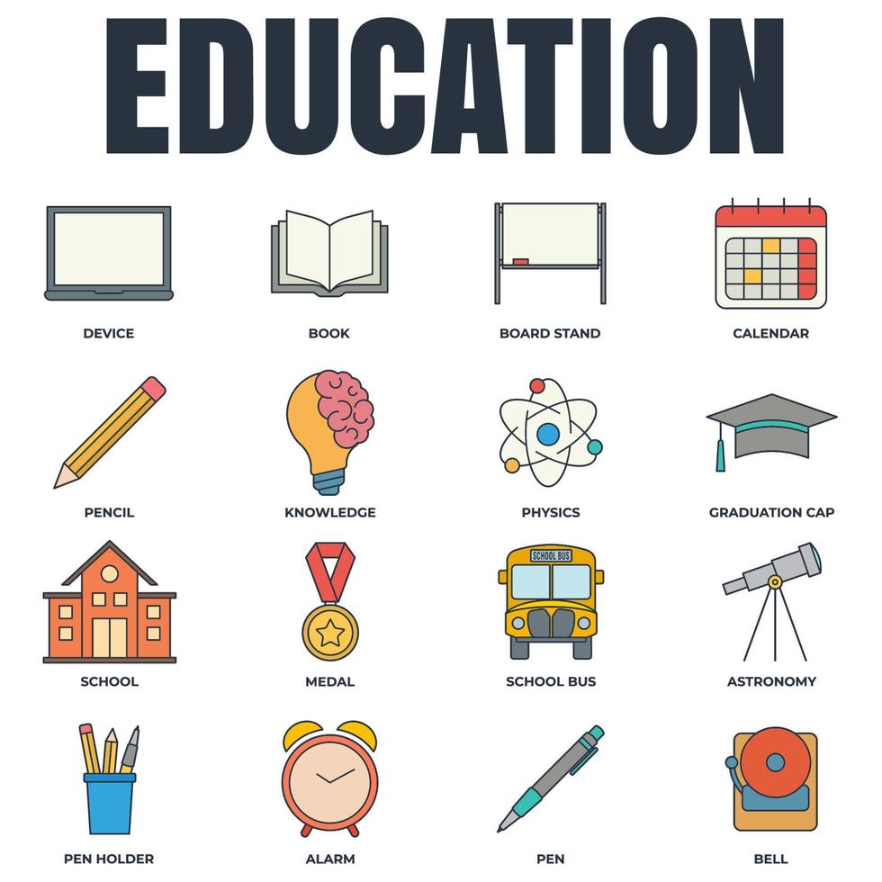 Set of Education back to school icon logo vector illustration. back to school pack symbol template for graphic and web design collection