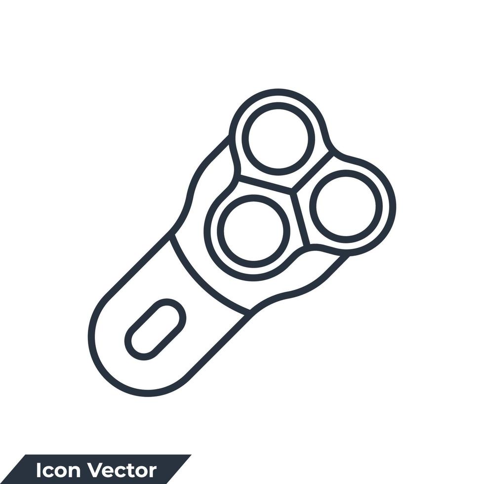 Ilustración de vector de logotipo de icono de máquina de afeitar eléctrica. plantilla de símbolo de máquina de afeitar para la colección de diseño gráfico y web