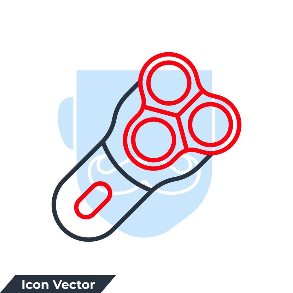 Ilustración de vector de logotipo de icono de máquina de afeitar eléctrica. plantilla de símbolo de máquina de afeitar para la colección de diseño gráfico y web