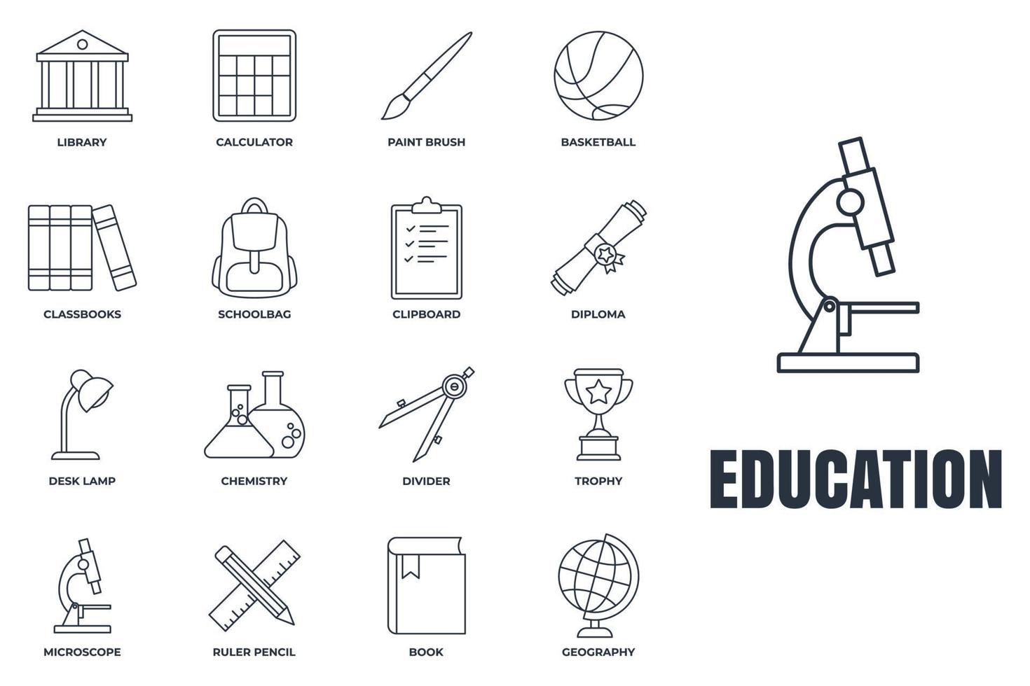 Set of Education back to school icon logo vector illustration. back to school pack symbol template for graphic and web design collection